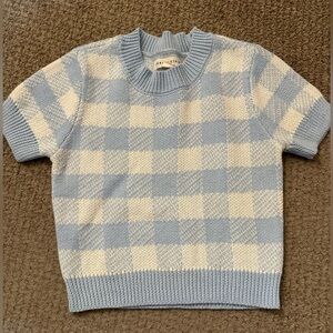 Aeropostale Light Blue and Cream Plaid Sweater